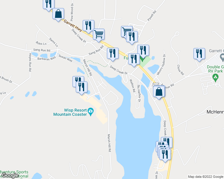 map of restaurants, bars, coffee shops, grocery stores, and more near 248 Lake Pointe Drive in McHenry