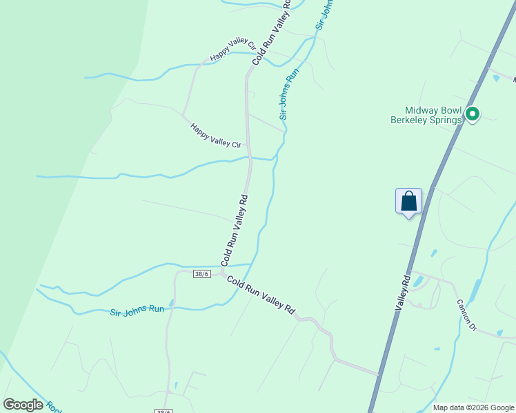map of restaurants, bars, coffee shops, grocery stores, and more near 5227 Cold Run Valley Road in Berkeley Springs