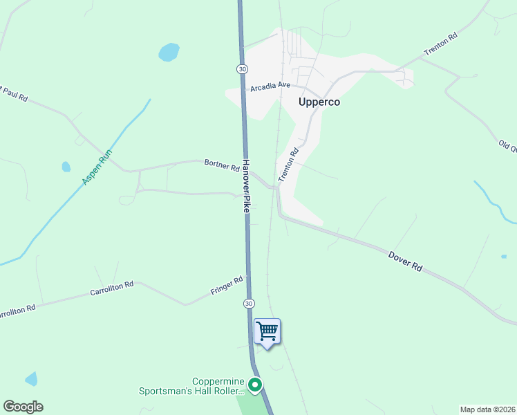 map of restaurants, bars, coffee shops, grocery stores, and more near 15811 Hanover Pike in Upperco