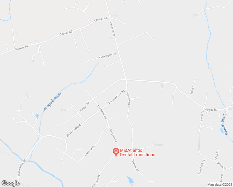map of restaurants, bars, coffee shops, grocery stores, and more near 1708 Pleasantville Road in Forest Hill