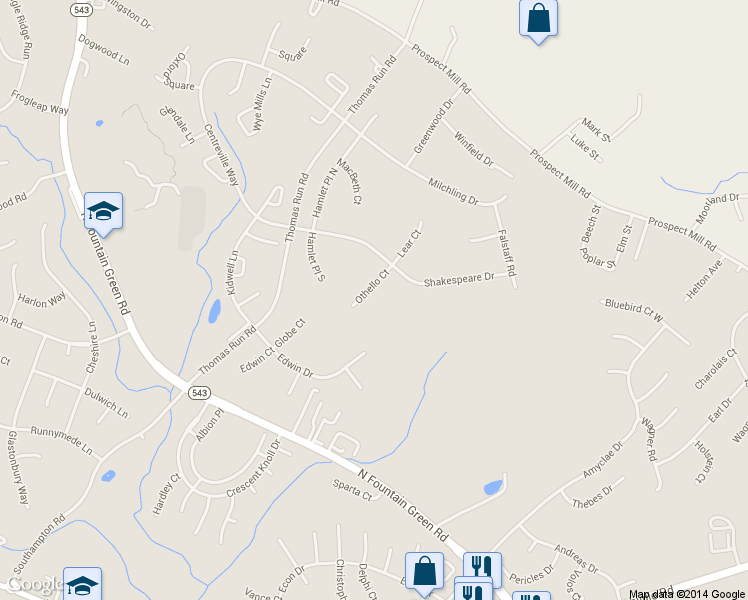 map of restaurants, bars, coffee shops, grocery stores, and more near 1809 Othello Court in Bel Air