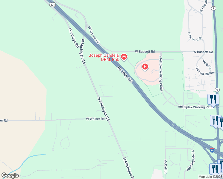 map of restaurants, bars, coffee shops, grocery stores, and more near 510 West Dwain Village in Shelbyville