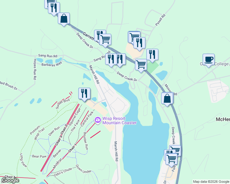 map of restaurants, bars, coffee shops, grocery stores, and more near 248 Lake Pointe Drive in McHenry