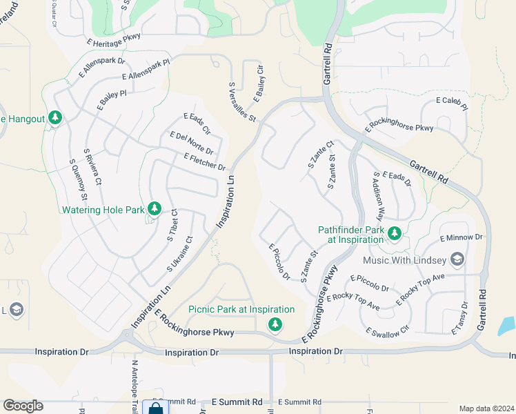 map of restaurants, bars, coffee shops, grocery stores, and more near 8741 South Wenatchee Court in Aurora