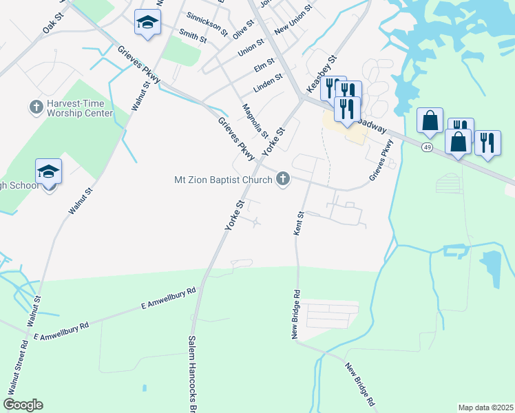 map of restaurants, bars, coffee shops, grocery stores, and more near 5 Glen Ridge Avenue in Salem