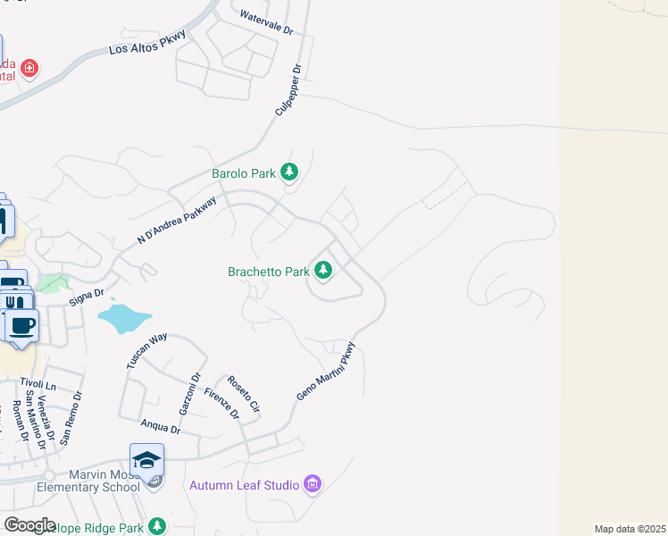 map of restaurants, bars, coffee shops, grocery stores, and more near 2918 Brachetto Loop in Sparks