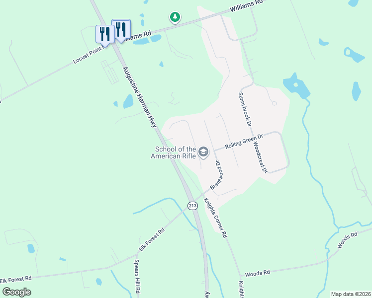 map of restaurants, bars, coffee shops, grocery stores, and more near 36 Augusta Drive in Elkton