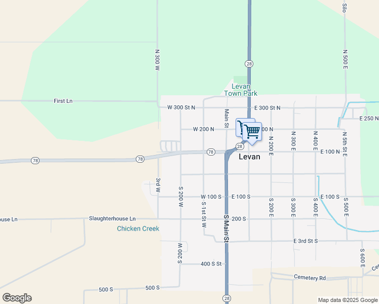 map of restaurants, bars, coffee shops, grocery stores, and more near Utah 78 in Levan