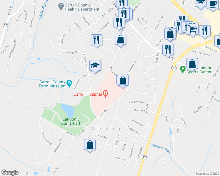 map of restaurants, bars, coffee shops, grocery stores, and more near 291 Stoner Avenue in Westminster