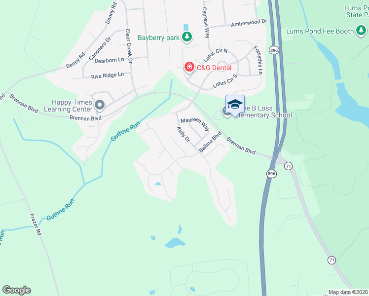 map of restaurants, bars, coffee shops, grocery stores, and more near 13 Carrick Lane in Bear