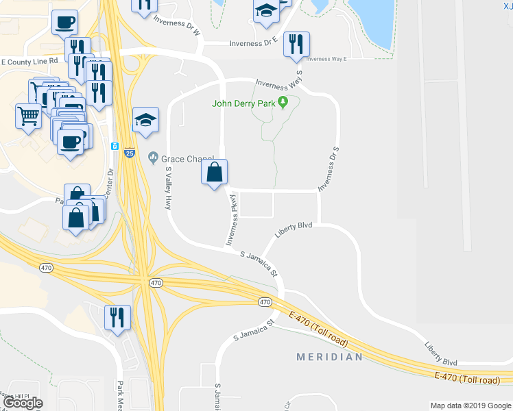 map of restaurants, bars, coffee shops, grocery stores, and more near 361 Inverness Drive South in Englewood