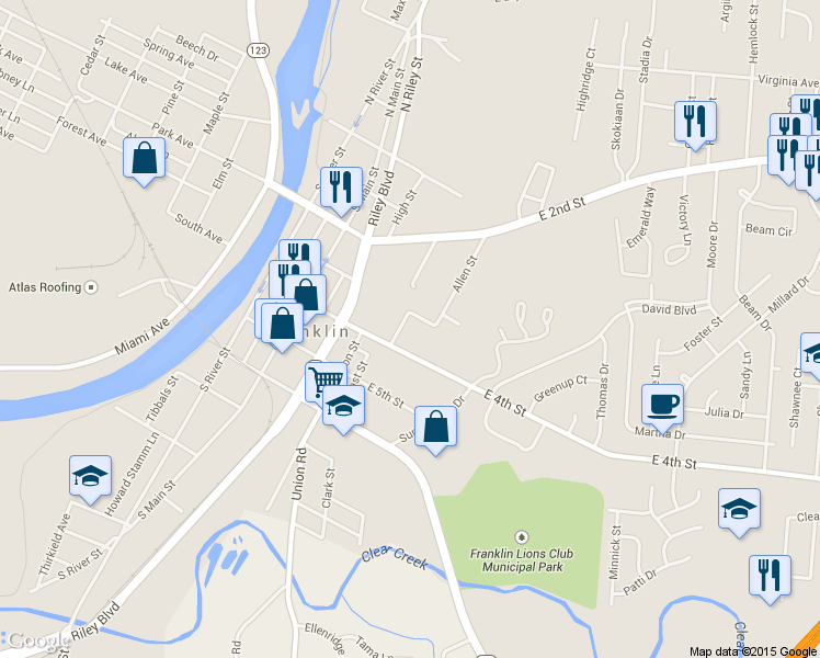 map of restaurants, bars, coffee shops, grocery stores, and more near 312 Hill Avenue in Franklin