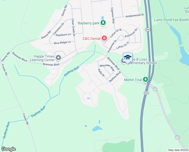 map of restaurants, bars, coffee shops, grocery stores, and more near 44 Carrick Lane in Bear