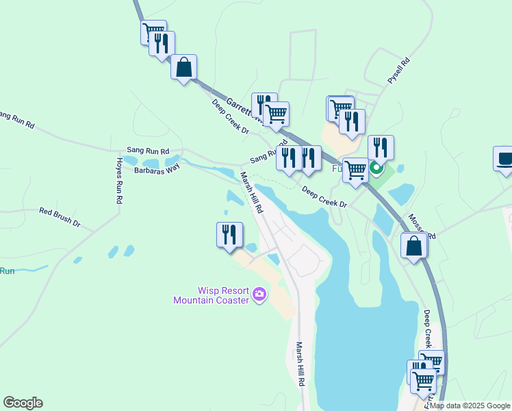 map of restaurants, bars, coffee shops, grocery stores, and more near 136 Marsh Hill Rd in McHenry