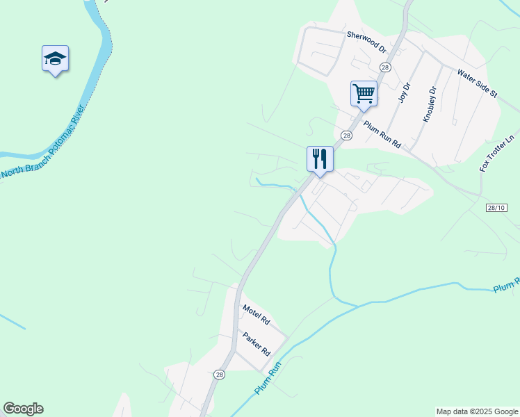 map of restaurants, bars, coffee shops, grocery stores, and more near 116 Llewellyns Lane in Ridgeley