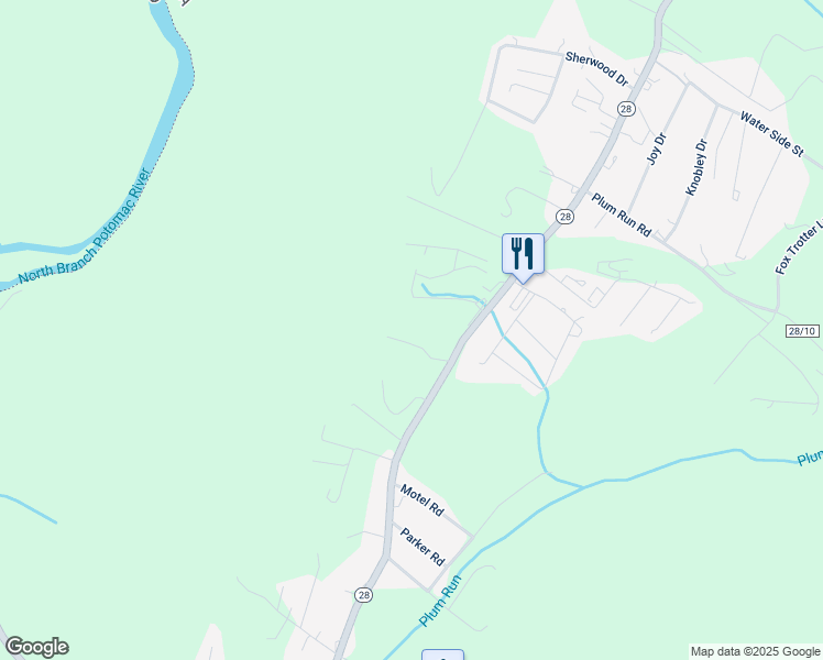 map of restaurants, bars, coffee shops, grocery stores, and more near 116 Llewellyns Lane in Ridgeley