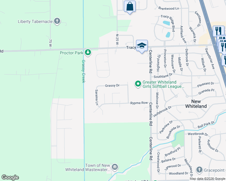 map of restaurants, bars, coffee shops, grocery stores, and more near 612 Morningside Drive in Whiteland