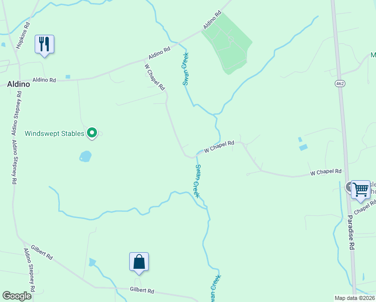 map of restaurants, bars, coffee shops, grocery stores, and more near 3850 West Chapel Road in Aberdeen