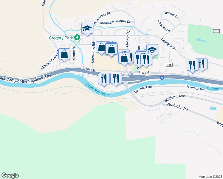 map of restaurants, bars, coffee shops, grocery stores, and more near 2650 Gilstrap Ct in Glenwood Springs
