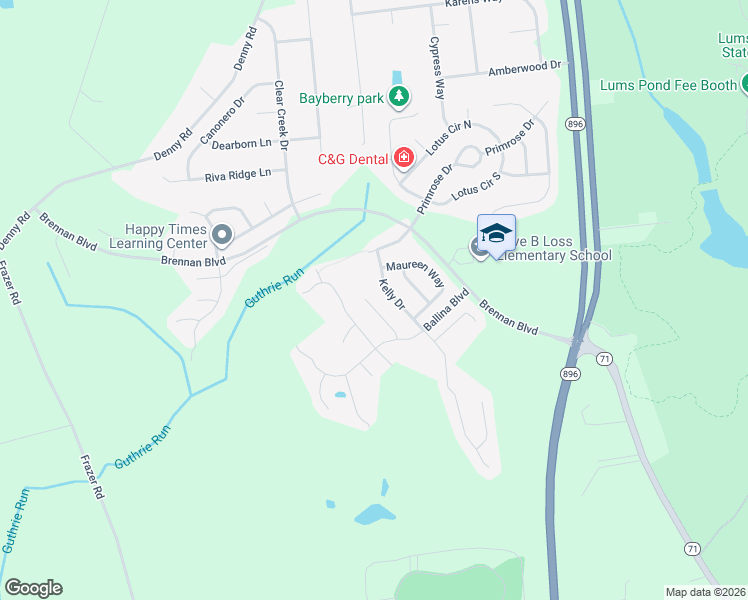 map of restaurants, bars, coffee shops, grocery stores, and more near 44 Carrick Lane in Bear