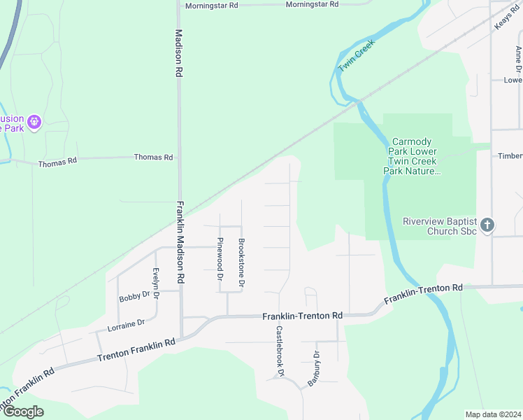 map of restaurants, bars, coffee shops, grocery stores, and more near 8715 Plum Creek Court in Franklin