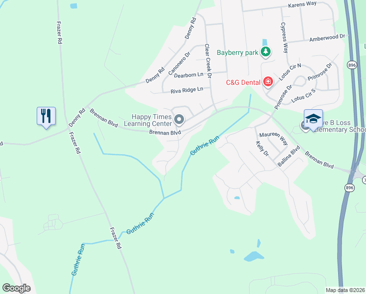 map of restaurants, bars, coffee shops, grocery stores, and more near 15 Jasmine Drive in Bear