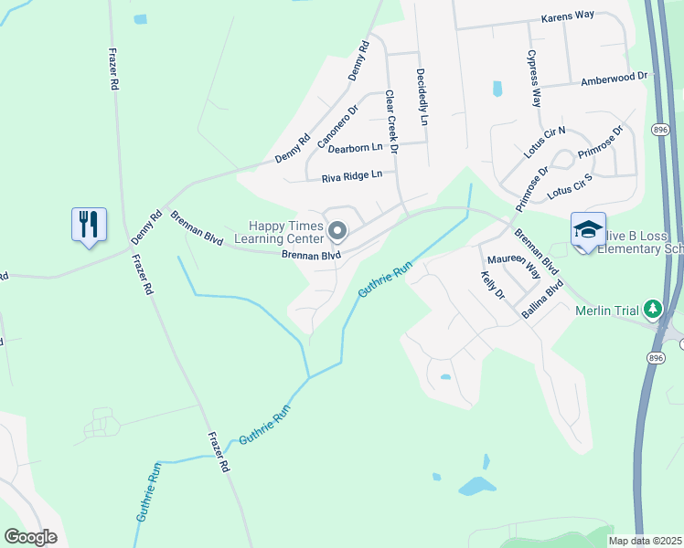 map of restaurants, bars, coffee shops, grocery stores, and more near 1 Jasmine Drive in Bear