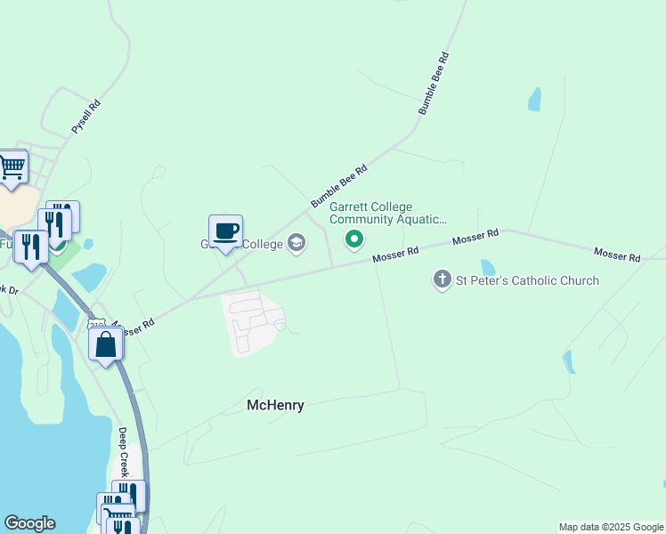 map of restaurants, bars, coffee shops, grocery stores, and more near 687 Mosser Road in McHenry