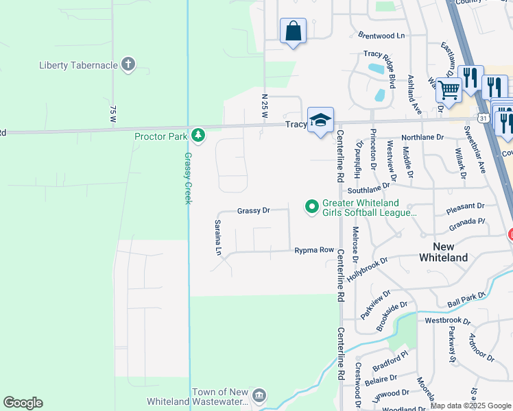 map of restaurants, bars, coffee shops, grocery stores, and more near 935 Nicole Way in New Whiteland