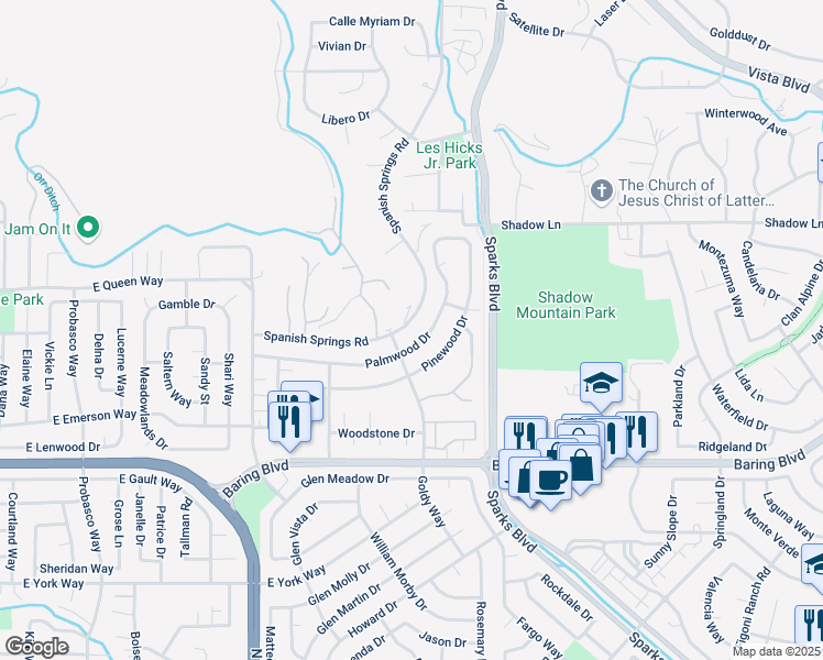 map of restaurants, bars, coffee shops, grocery stores, and more near 1087 Spanish Springs Road in Sparks
