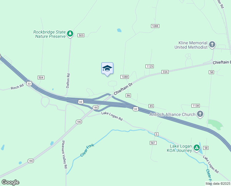 map of restaurants, bars, coffee shops, grocery stores, and more near 28296 Chieftain Drive in Logan