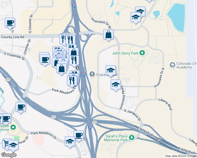 map of restaurants, bars, coffee shops, grocery stores, and more near 8301 South Valley Highway in Englewood