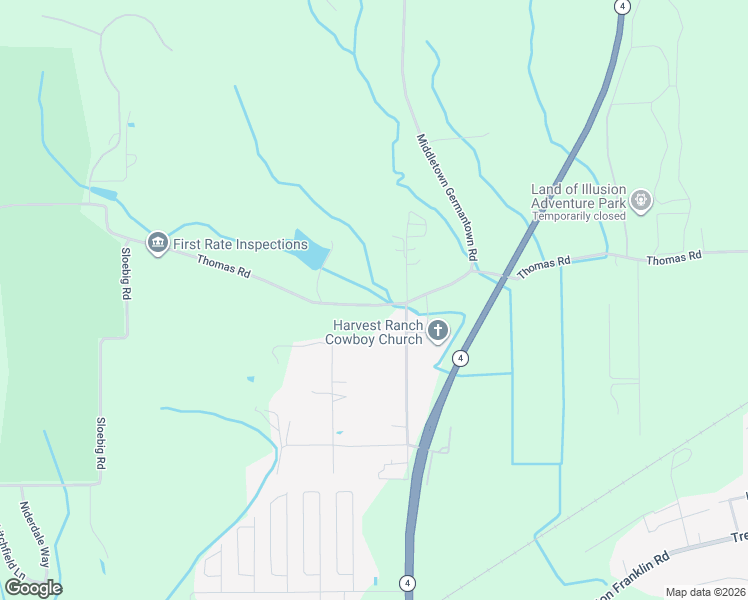 map of restaurants, bars, coffee shops, grocery stores, and more near 8194 Thomas Road in Middletown