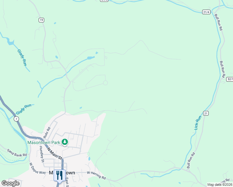 map of restaurants, bars, coffee shops, grocery stores, and more near in Masontown