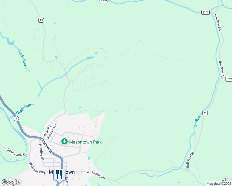 map of restaurants, bars, coffee shops, grocery stores, and more near in Masontown