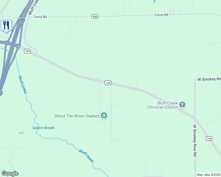 map of restaurants, bars, coffee shops, grocery stores, and more near 6797 West Co Road 144 in Bargersville