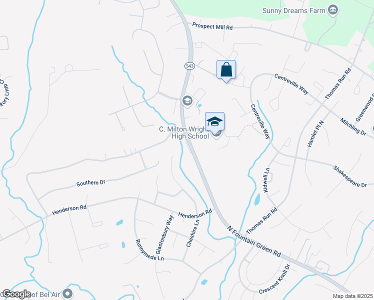 map of restaurants, bars, coffee shops, grocery stores, and more near 1212 North Fountain Green Road in Bel Air