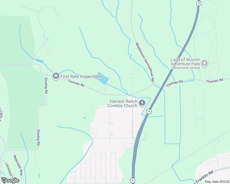 map of restaurants, bars, coffee shops, grocery stores, and more near 8194 Thomas Road in Middletown