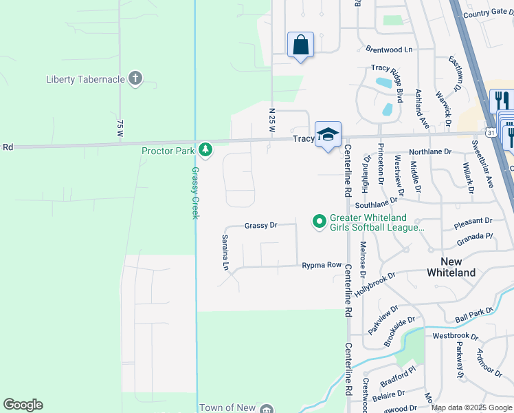 map of restaurants, bars, coffee shops, grocery stores, and more near 935 Nicole Way in Whiteland