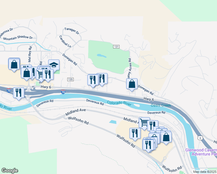 map of restaurants, bars, coffee shops, grocery stores, and more near 7106 Sunset Ridge Court in Glenwood Springs