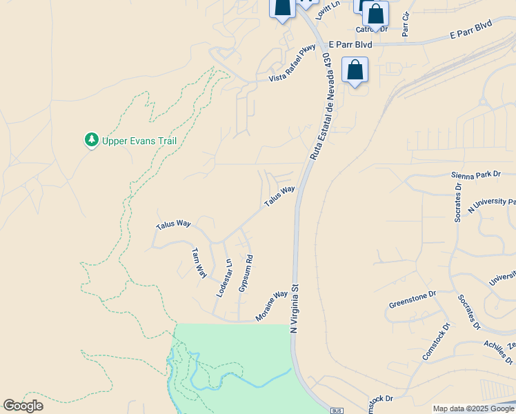 map of restaurants, bars, coffee shops, grocery stores, and more near 3705 Lisa Court in Reno