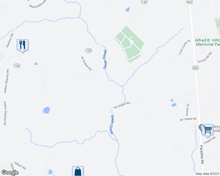 map of restaurants, bars, coffee shops, grocery stores, and more near 3844 West Chapel Road in Aberdeen