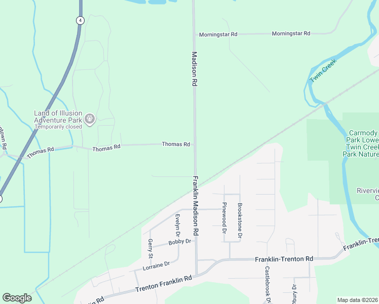map of restaurants, bars, coffee shops, grocery stores, and more near 6911 Franklin Madison Road in Middletown