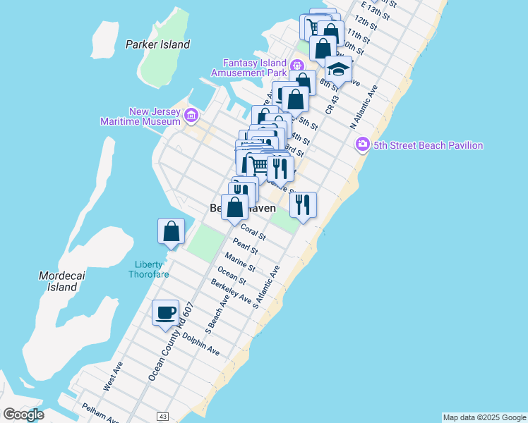 map of restaurants, bars, coffee shops, grocery stores, and more near 209 Engleside Avenue in Beach Haven
