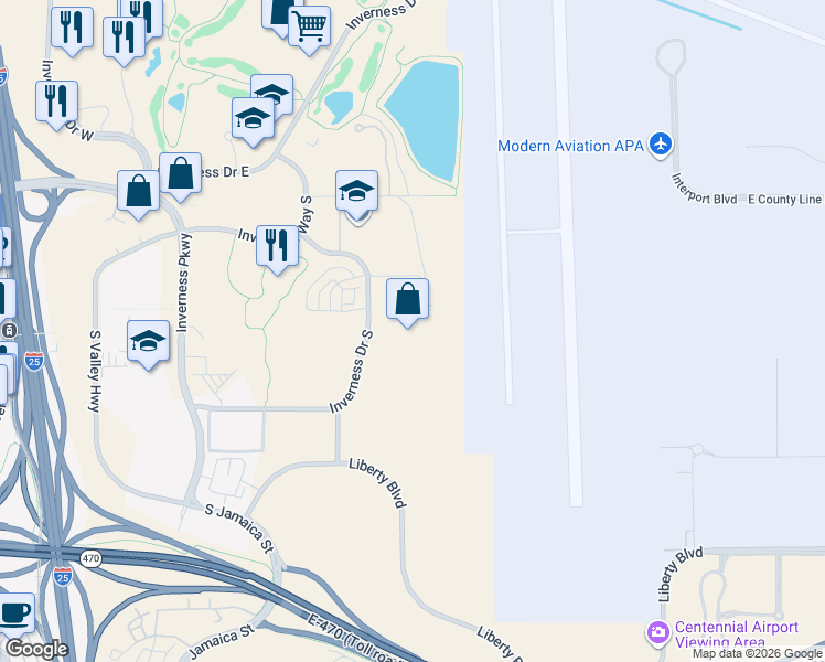 map of restaurants, bars, coffee shops, grocery stores, and more near 333 Inverness Drive South in Englewood