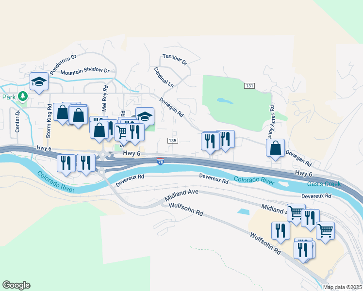 map of restaurants, bars, coffee shops, grocery stores, and more near 51527 Highway 6 in Glenwood Springs