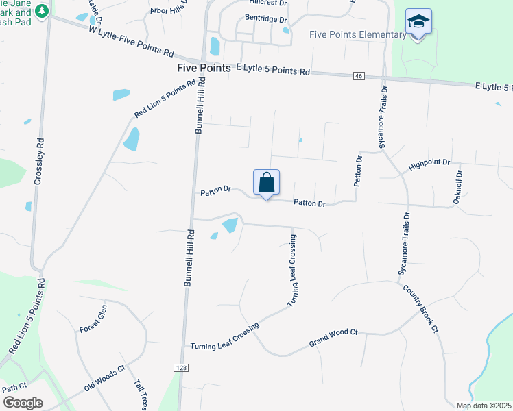 map of restaurants, bars, coffee shops, grocery stores, and more near 8444 Highmount Drive in Springboro