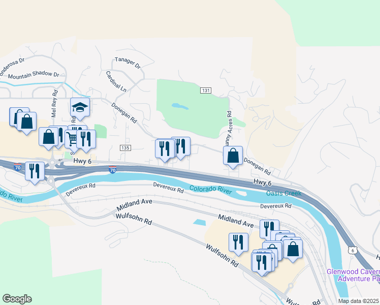 map of restaurants, bars, coffee shops, grocery stores, and more near 3102 Sunset Ridge Court in Glenwood Springs