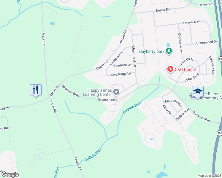 map of restaurants, bars, coffee shops, grocery stores, and more near 18 Chapman Lane in Bear