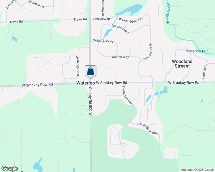 map of restaurants, bars, coffee shops, grocery stores, and more near 4842 County Road 600 North in Greenwood